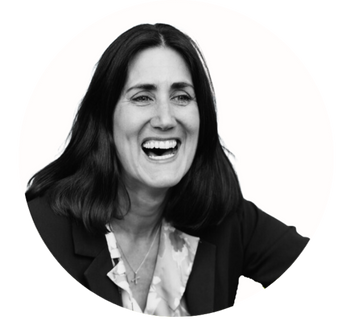 Black and White round headshot of Kathryn Eade, Panellist Academic Leadership
